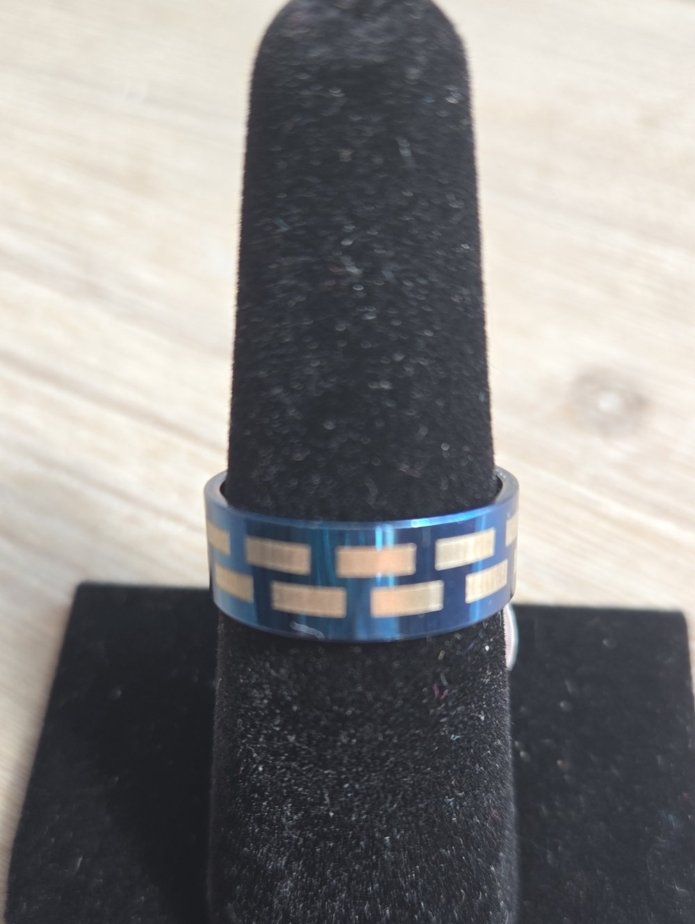 Source Unknown Blue and Gold Men's Titanium Band Ring
